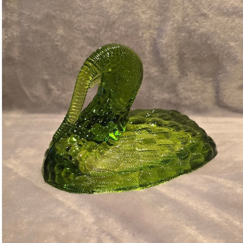 Vintage L.E. Smith Green Glass Turkey Candy Dish Replacement LID Avocado